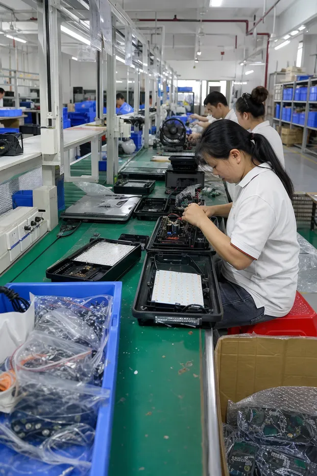 Solar lighting LED module assembly on JXSOL production line
