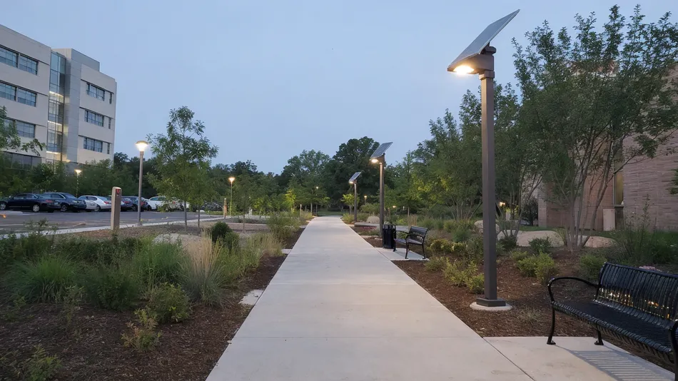 Smart solar lighting on university campus pathway
