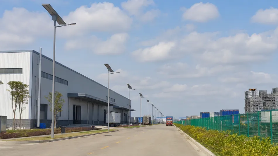 Smart solar lighting for industrial park perimeter roads and logistics yard
