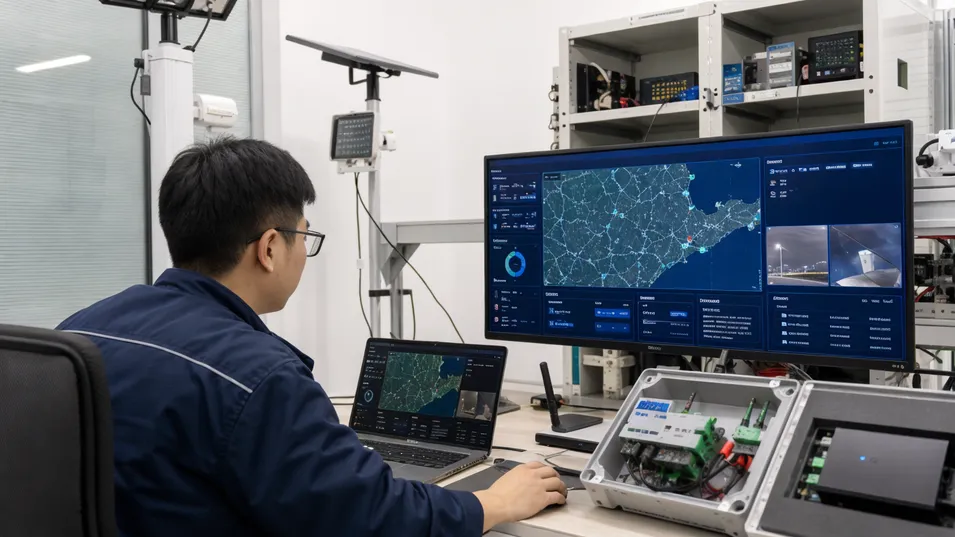 Solar lighting control system with IoT remote monitoring dashboard