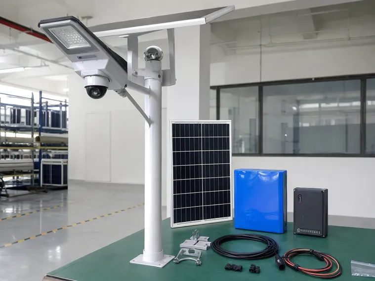 Solar street light with camera system sizing for security lighting projects