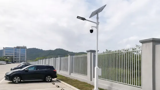 Solar street light with integrated IP67 surveillance camera for perimeter and parking security