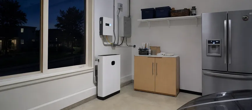 Home battery backup system providing power during grid outage