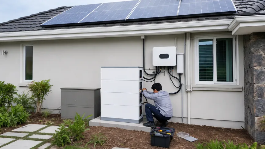 Solar installer pairing residential battery with rooftop panel system