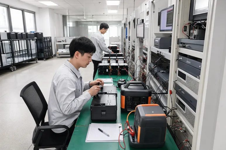 JXSOL factory battery inspection lab with pre-shipment testing equipment