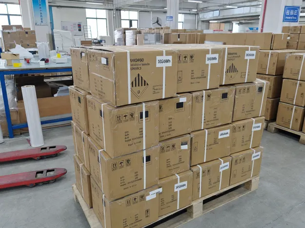 Export-ready lithium battery cartons with UN38.3 labeling and watt-hour marks