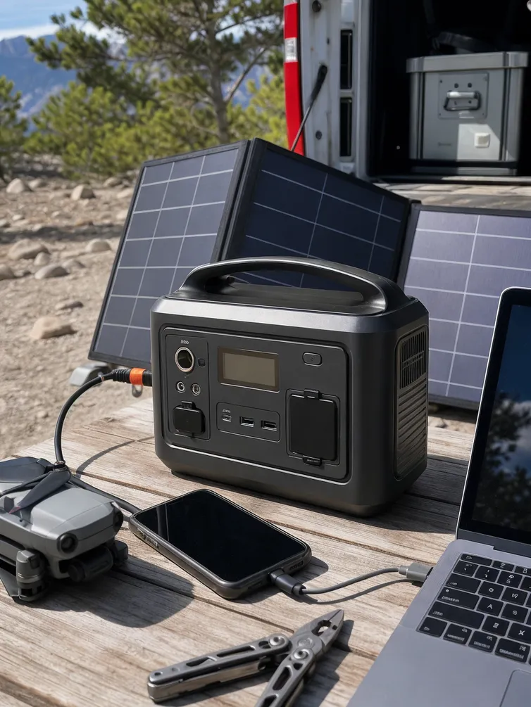 Lightweight portable solar battery for outdoor and mobile work channels
