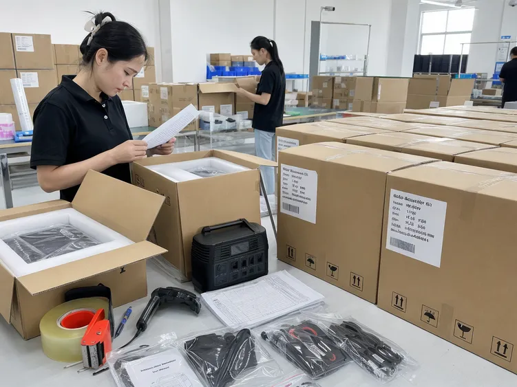 Consistent solar generator kit packing for NGO field deployment with labeled cartons