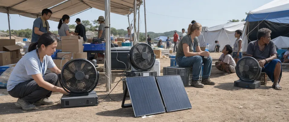 Solar fans deployed in humanitarian relief and NGO field operations