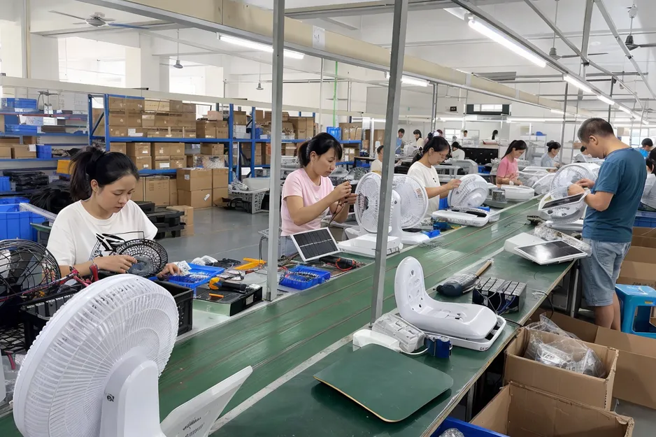 JXSOL solar fan manufacturing facility in Zhongshan, China