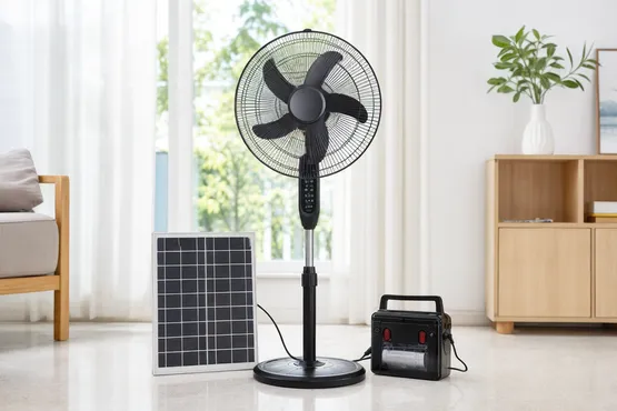 Solar stand fan with pedestal mount for household retail