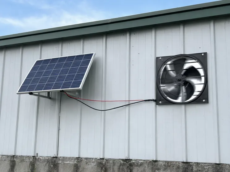 Direct solar panel connected to exhaust fan motor without battery for daytime ventilation