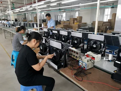 JXSOL factory quality inspection line for solar fan with LED light products