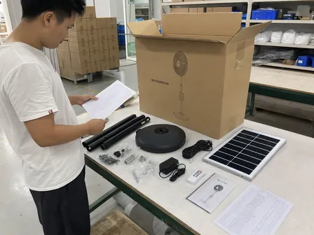 JXSOL outgoing inspection accessory checklist verification for solar stand fan