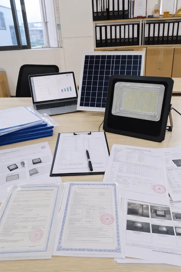 JXSOL compliance certifications and export documentation for commercial solar flood lights