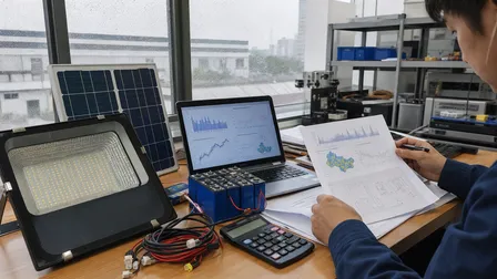 Rainy day autonomy planning for solar flood light battery sizing