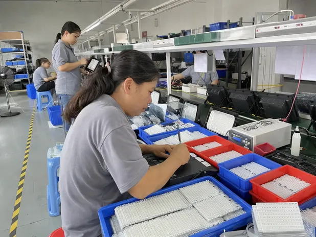LED module lumen binning and color temperature sorting at JXSOL production line