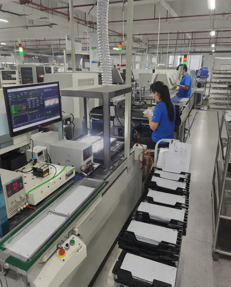 Automated SMT production line performing LED module lumen binning and color temperature sorting