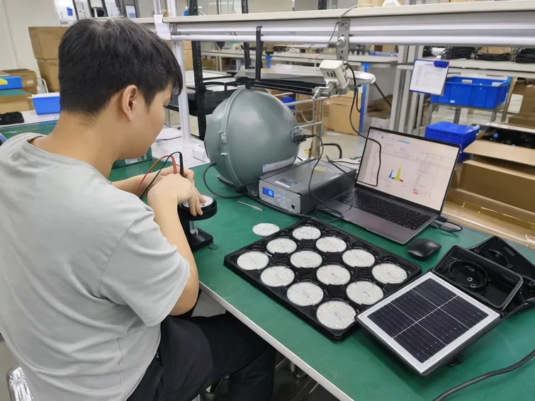 LED module lumen binning and color temperature measurement at JXSOL assembly stage