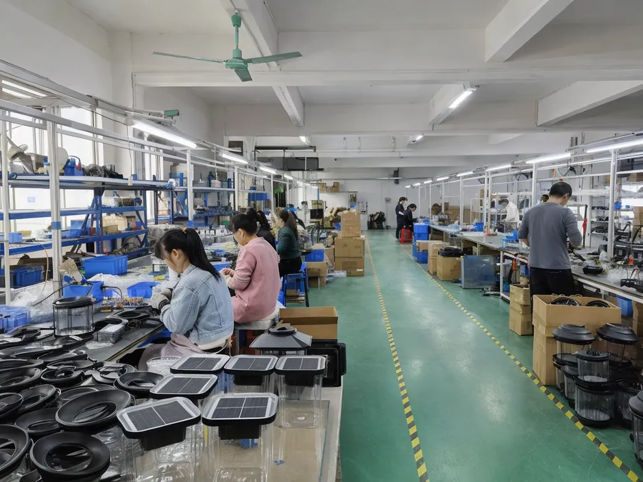 JXSOL solar garden lighting production facility in Guzhen Town, Zhongshan