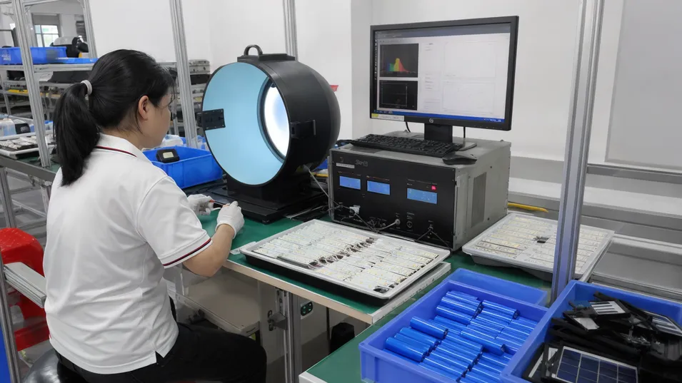 LED module lumen binning and CCT measurement station