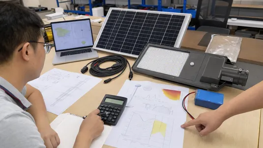 Solar panel wattage calculation based on deployment latitude and lumen output requirements