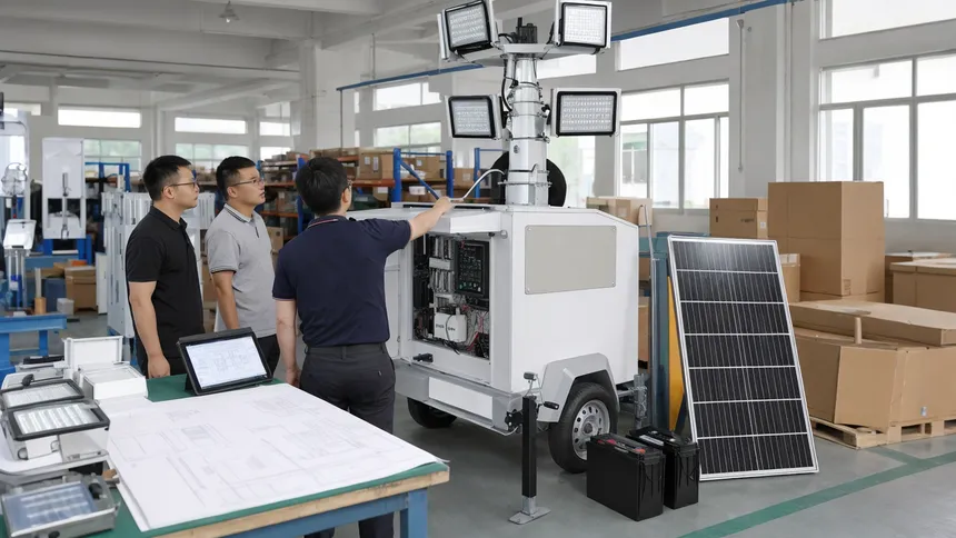 OEM and ODM customization options for solar lighting towers including private label branding and custom controller logic