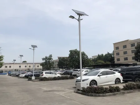 Commercial property parking lot retrofit with solar fixtures eliminating grid trenching