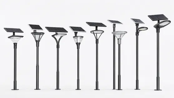 Solar pole light product range displayed for distributor catalog positioning