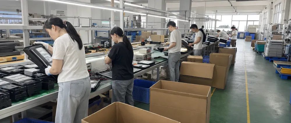 JXSOL factory quality control inspection line for solar yard lights
