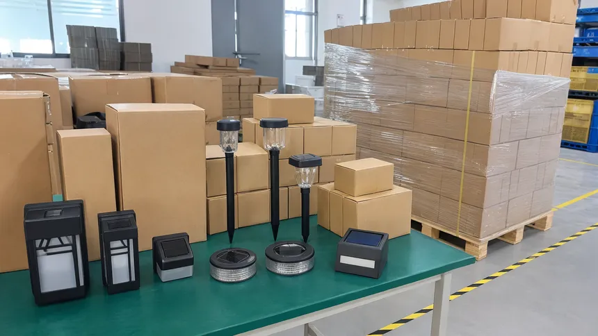 Solar pathway lights, fence lights, and deck lights packaged for retail distribution channels
