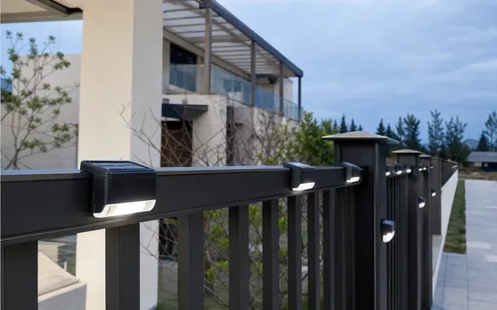 Solar fence lights with clip or surface mount for property perimeters