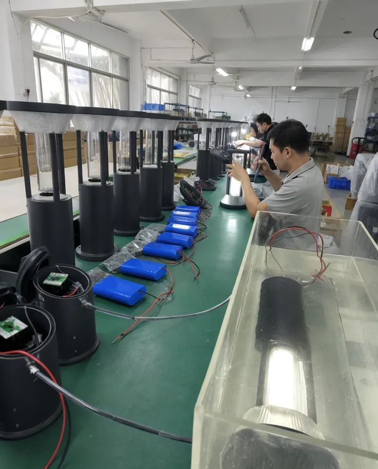 JXSOL solar bollard light production line at Guzhen Town factory