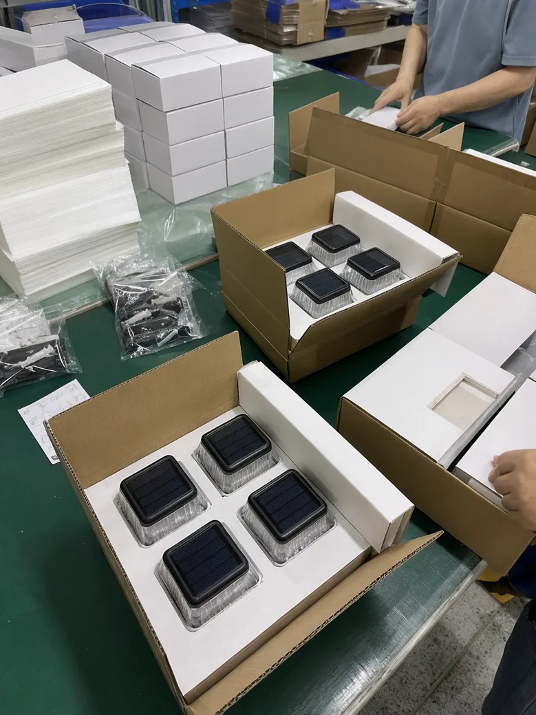 Solar deck light private label packaging configured for e-commerce fulfillment