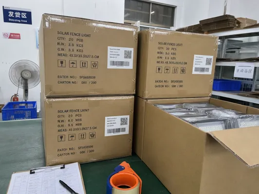 Batch coding and traceability labels on solar fence light export cartons