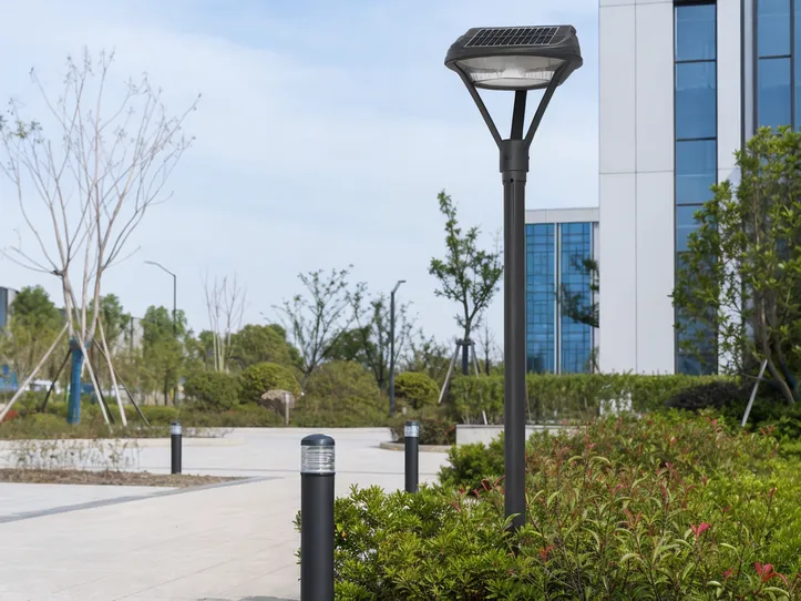 Solar post top fixture as part of a landscape contractor lighting package
