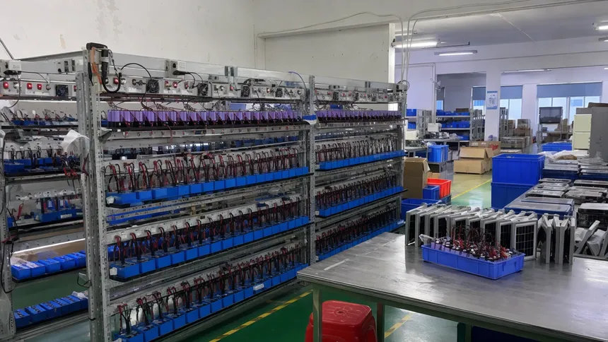 Battery cell matching and aging test racks for solar walkway lights