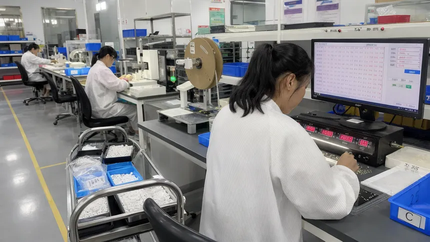 LED chip lumen binning and sorting process at JXSOL factory