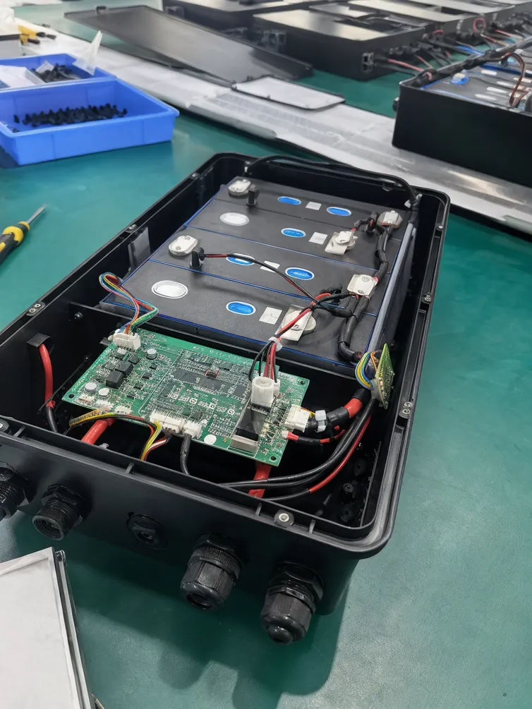 LiFePO4 battery pack with integrated smart controller showing battery protection logic circuitry