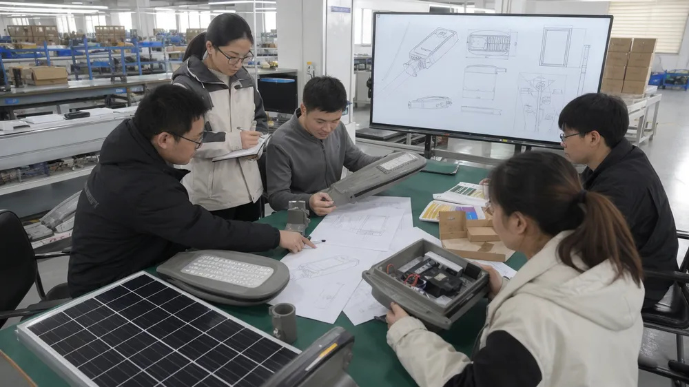 JXSOL OEM/ODM smart solar street light customization and engineering review process