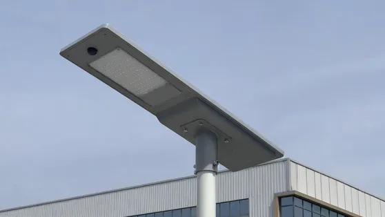 All-in-one solar road light with integrated panel, battery, LED module, and controller in a single housing