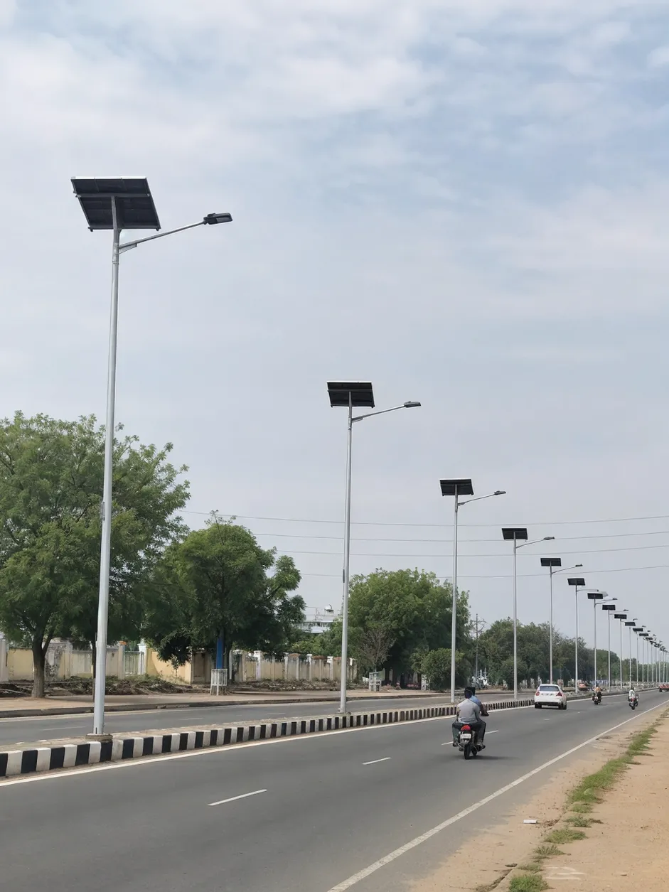 JXSOL solar road lights installed on an arterial road with proper pole spacing and beam coverage