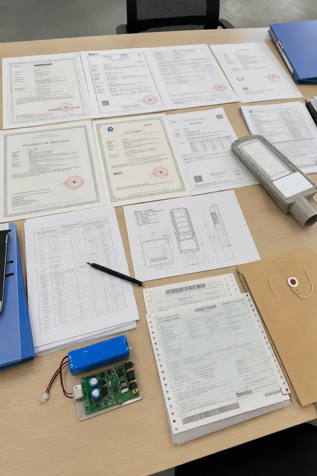 Solar street light compliance certifications and export documentation spread