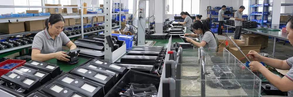 JXSOL factory quality control inspection line for solar wall lighting units