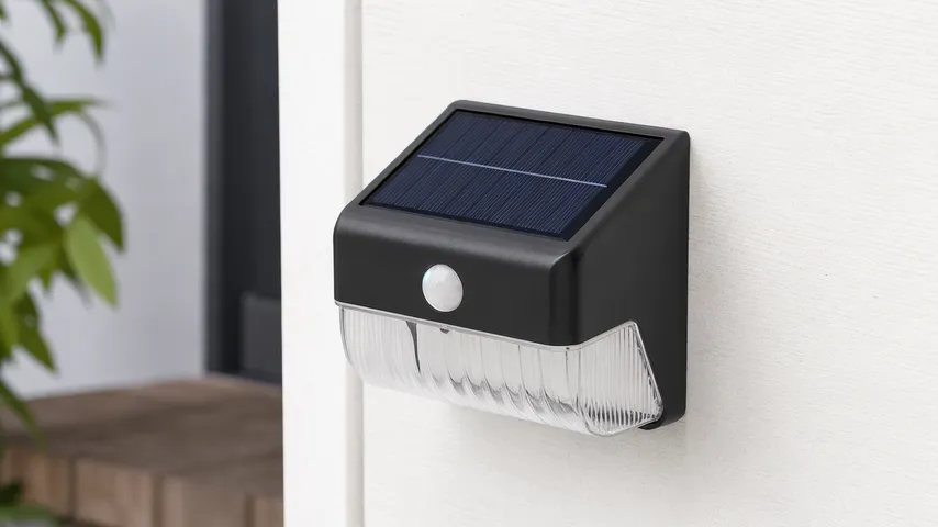 Compact solar porch light with clean aesthetic suitable for hardware chain retail display