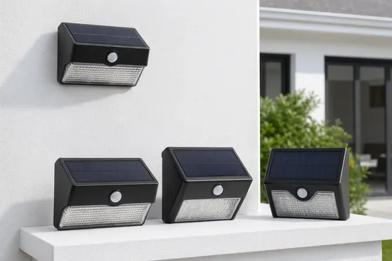 Compact solar porch lights for residential entrance and patio retail programs