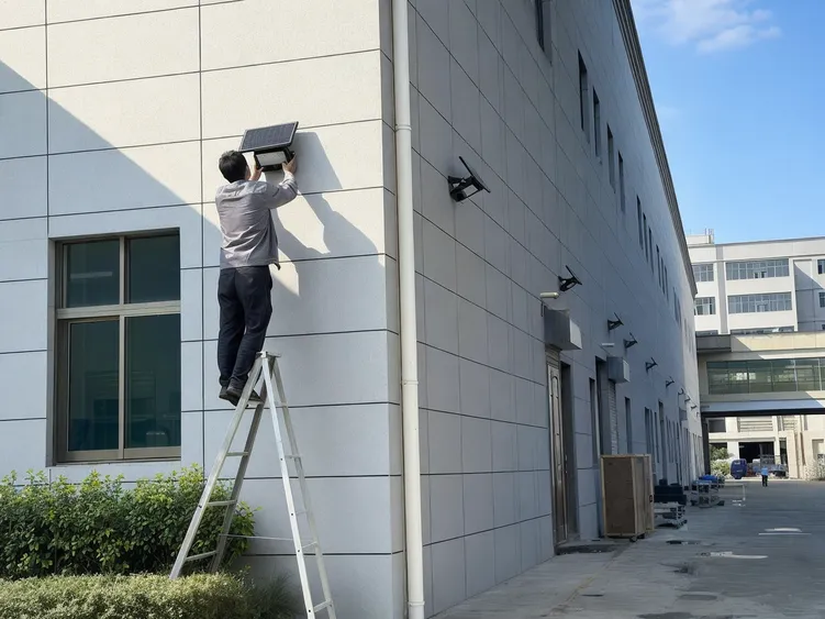 Solar wall light installation showing mounting height and wall orientation considerations